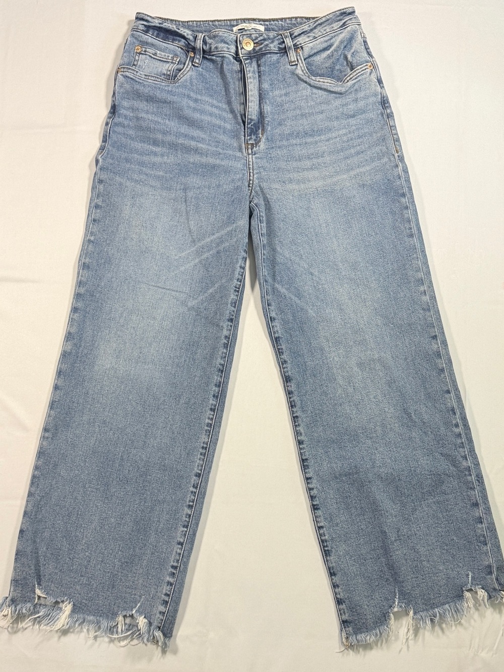 STS Light Blue High-Rise Wide Leg Denim Jeans with Frayed Hem Size 30